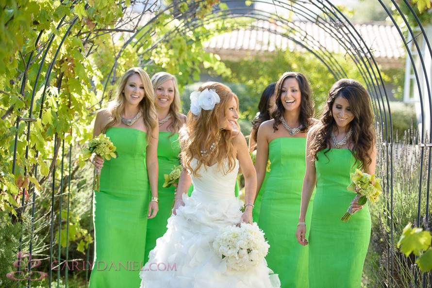 green bridesmaids dress