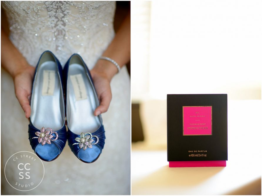 blue wedding shoes bride