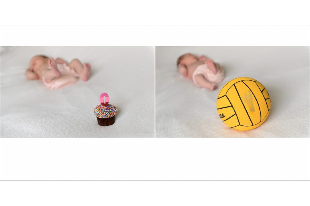 newborn with water polo ball